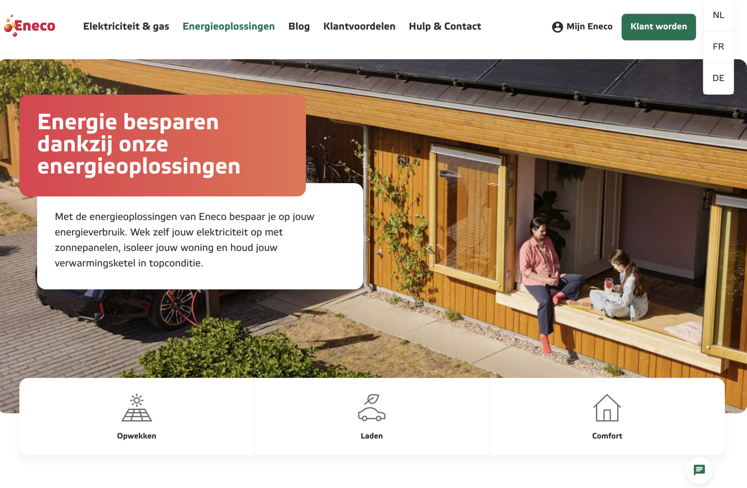 Screenshot of the Eneco energy-saving solutions webpage
