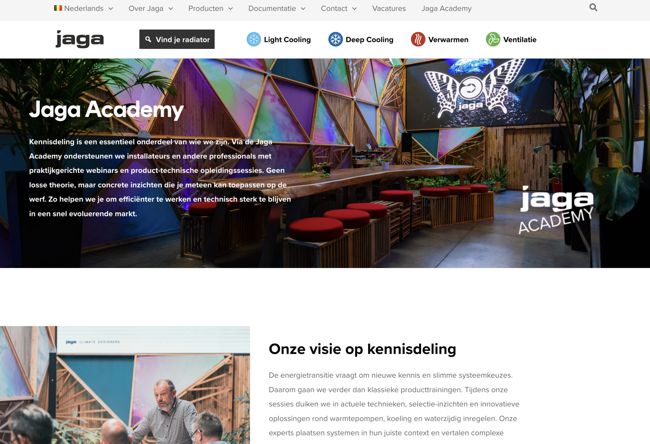 Screenshot of the JAGA Academy webpage